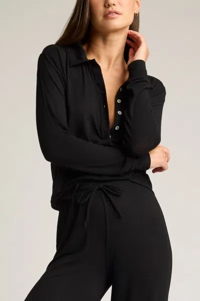 Negative Fino Featherweight Cashmere Polo In Black