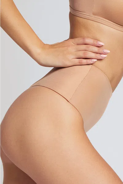 Negative Glacé High-waist Thong In Buff In Nude