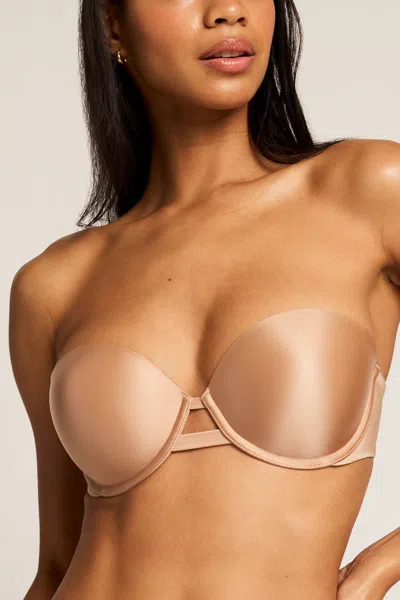 Negative Glacé Strapless Bra In Buff In Brown