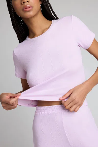 Negative Pointelle Baby Tee In Lilac In Purple