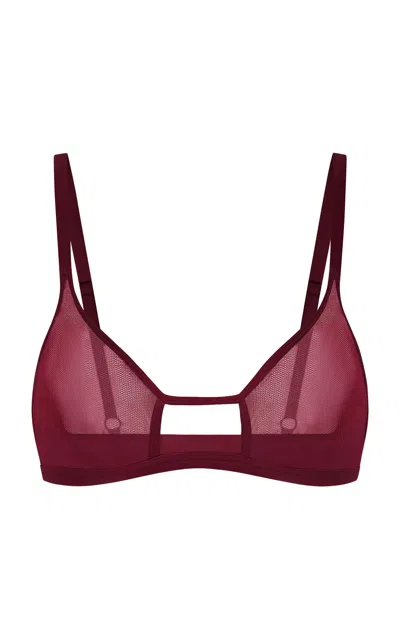 Negative Sieve Cutout Micromesh Bralette In Burgundy