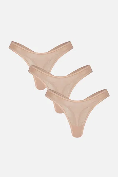 Negative Sieve Dipped Thong In Buff (pack) In Brown