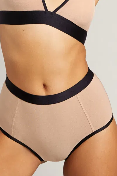 Negative Sieve High-waist Brief In Buff + Black In Neutral