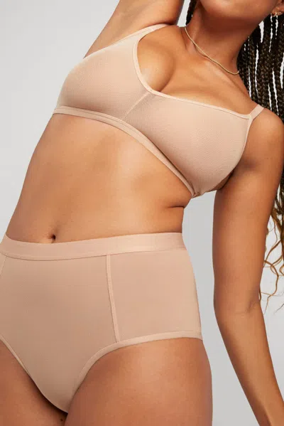 Negative Sieve High-waist Brief In Buff In Brown