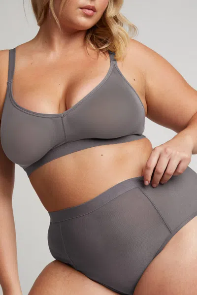 Negative Sieve High-waist Brief In Graphite In Black