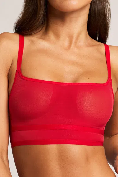 Negative Sieve Longline Bra In Cerise In Red