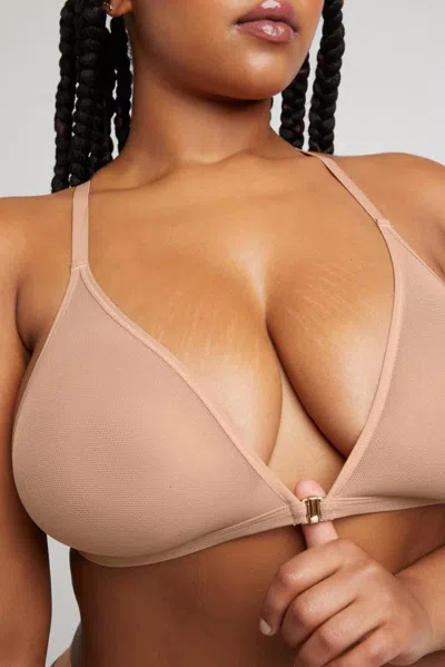 Negative Sieve Racerback Bra In Buff In Brown