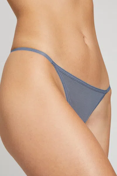 Negative Sieve String Thong In Slate In Blue