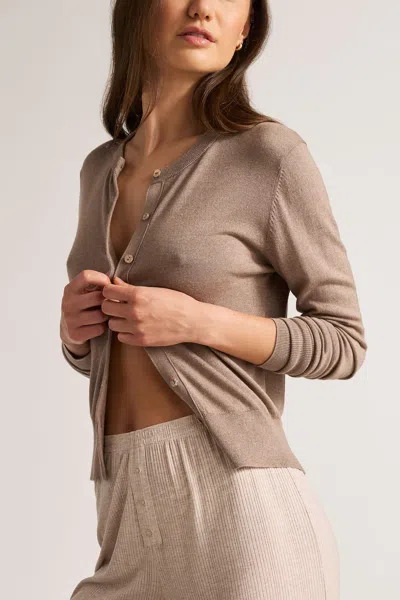 Negative Silk Cashmere Cardi In Mink In Brown
