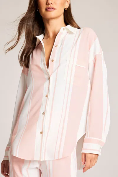 Negative Supreme Shirt In Shell Stripe In Pink