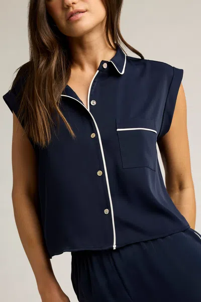 Negative Supreme Short Sleeve Shirt In Navy In Blue