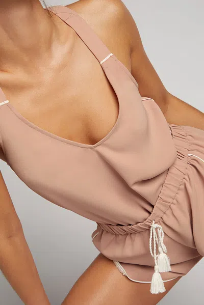 Negative Supreme Tank In Buff In Pink