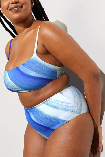 Negative Swim Crop Top In Surf In Blue