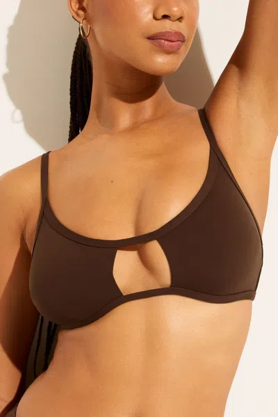 Negative Swim Cutout Top In Espresso In Animal Print