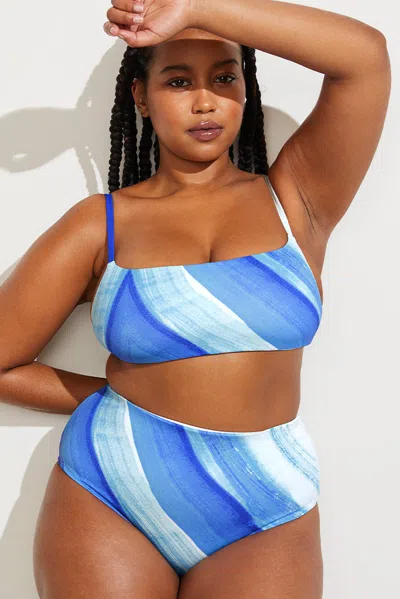 Negative Swim High Rise Bottom In Surf In Blue