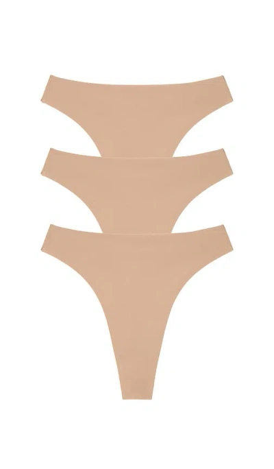 Negative Underwear Base High Thong 3-pack In Neutral