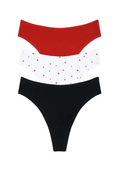 Negative Underwear Cloud Cotton Thong 3 Pack In Burgundy