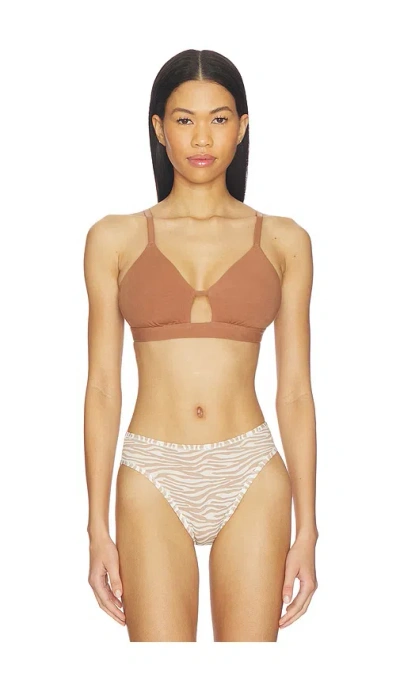Negative Underwear Cotton Cutout Bra In Brown