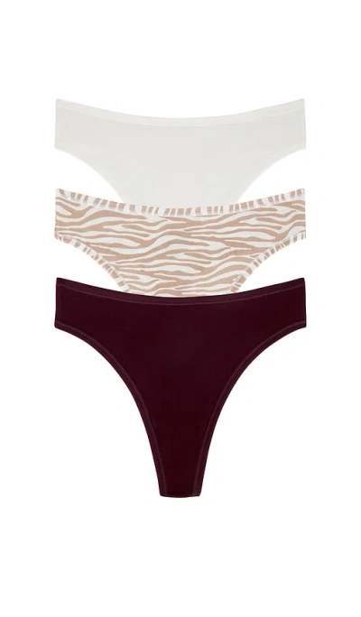 Negative Underwear Cotton Thong 3 Pack In Multi