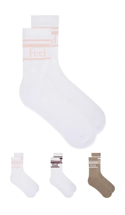 Negative Underwear Feel Good Varsity 3-pack Sock In White