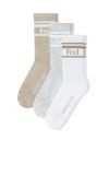 Negative Underwear Feel Good Varsity Sock 3 Pack In Brown
