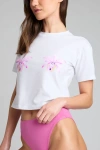 Negative Underwear Uniform Baby Tee In White: Orchid Edition