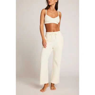 Negative Underwear Waffle Knit Cropped Track Pant In Cream