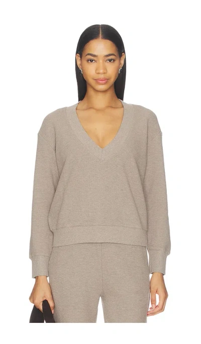 Negative Underwear Waffle Knit Deep V In Brown