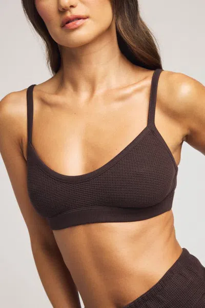 Negative Underwear Waffle Knit Lounge Bralette In Brown