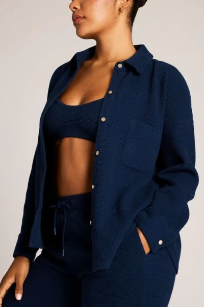 Negative Underwear Waffle Knit Shirt Jacket In Blue
