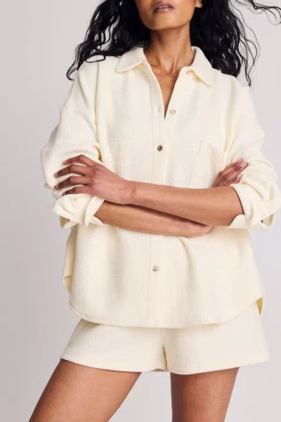 Negative Underwear Waffle Knit Shirt Jacket In Neutral