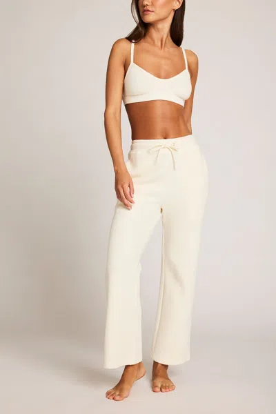 Negative Waffle Knit Cropped Track Pant In Cream In White
