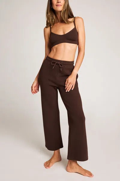 Negative Waffle Knit Cropped Track Pant In Espresso In Brown