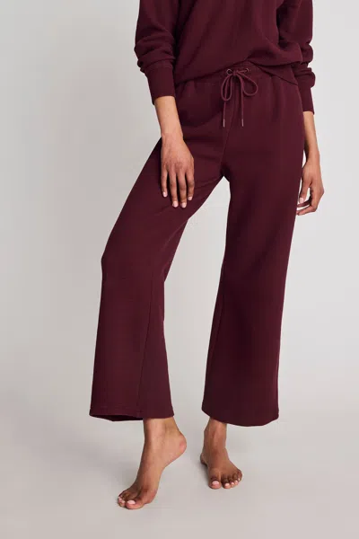 Negative Waffle Knit Cropped Track Pant In Garnet In Burgundy