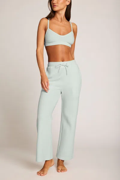 Negative Waffle Knit Cropped Track Pant In Mist In Green