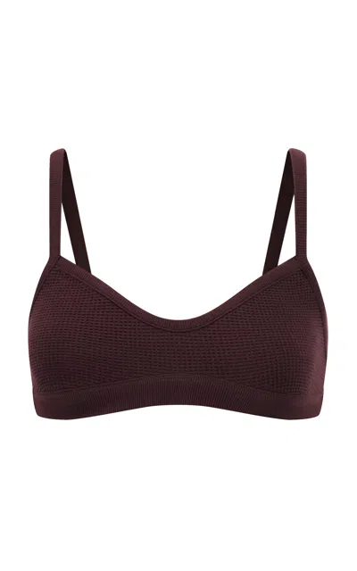 Negative Waffle Knit Lounge Bralette In Brown
