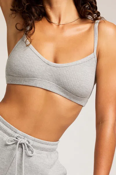 Negative Waffle Knit Lounge Bralette In Heather Grey In Gray