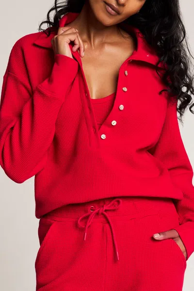 Negative Waffle Knit Pullover In Cerise In Red