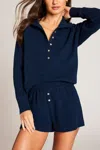 Negative Waffle Knit Pullover In Navy In Blue