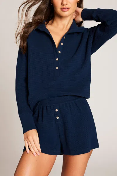Negative Waffle Knit Pullover In Navy In Blue