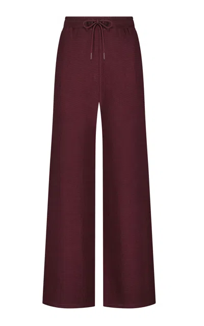 Negative Waffle Knit Wide-leg Pants In Burgundy