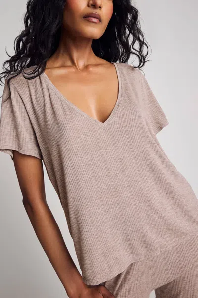 Negative Whipped Boyfriend V Tee In Mink In Pink