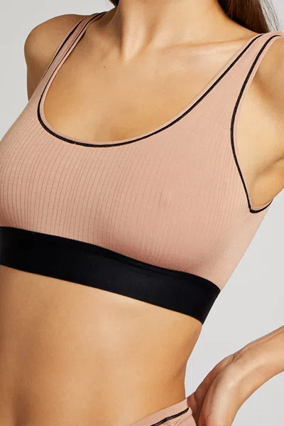 Negative Whipped Bra Top In Buff + Black In Multi