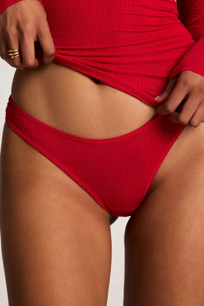 Negative Whipped Dipped Thong In Cerise In Red