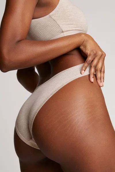 Negative Whipped French Cut Brief In Sand In White