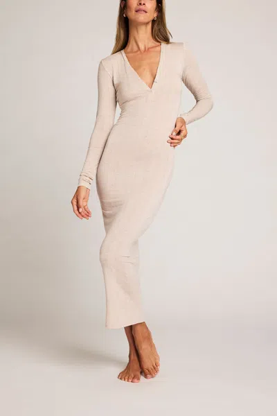 Negative Whipped Henley Dress In Sand In Neutral