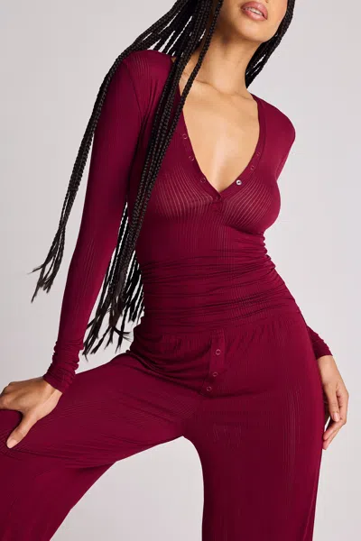 Negative Whipped Henley In Cassis In Purple