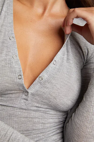 Negative Whipped Henley In Heather Grey In Gray