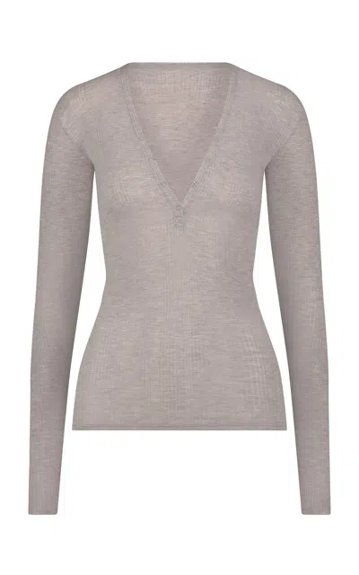 Negative Whipped Henley Top In Gray