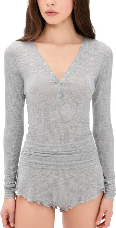 Negative Whipped Henley Top Heather Grey In Gray